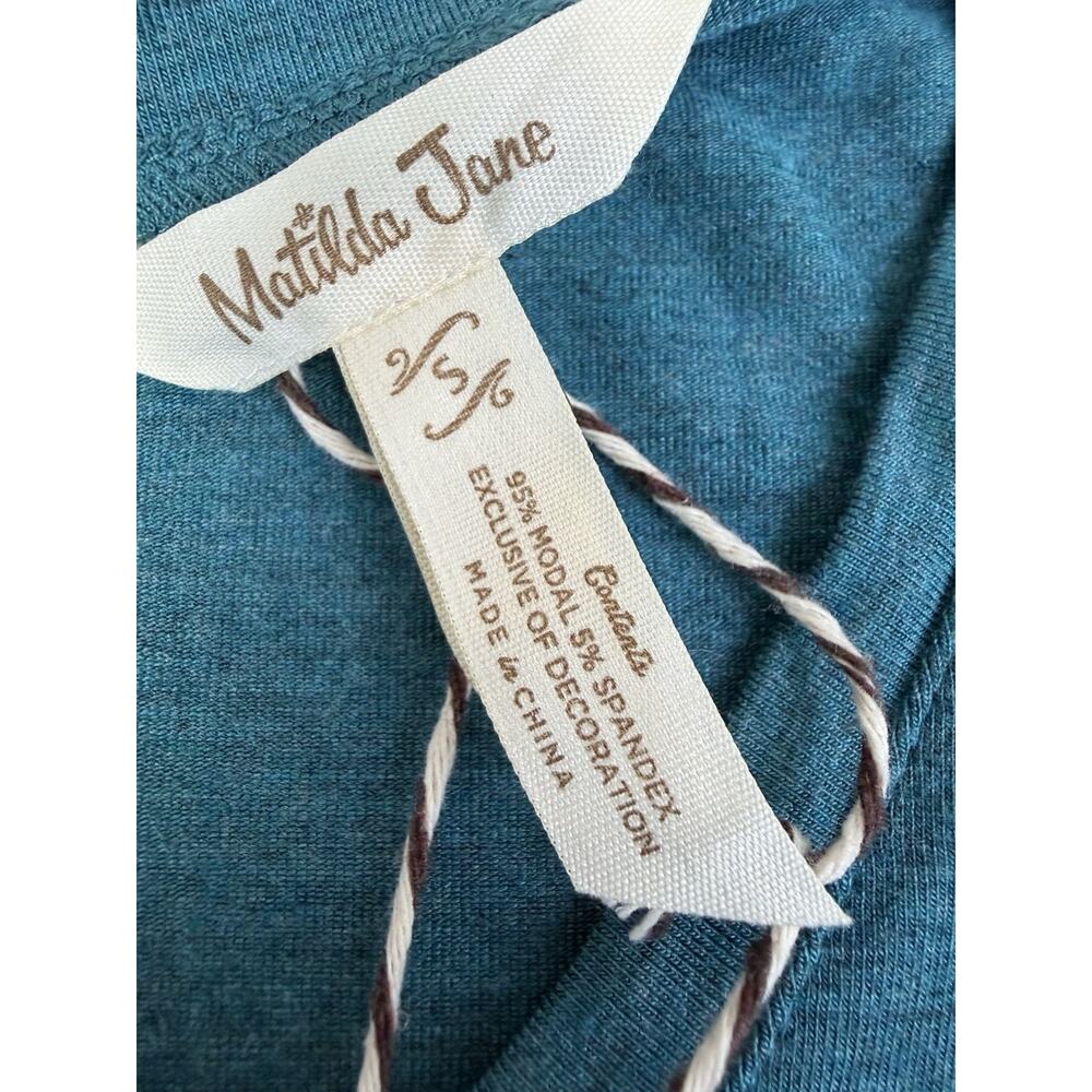 Matilda Jane Women’s S Teal Modal Tiered V-Neck Long Sleeve Dress NWT - Picture 5 of 10